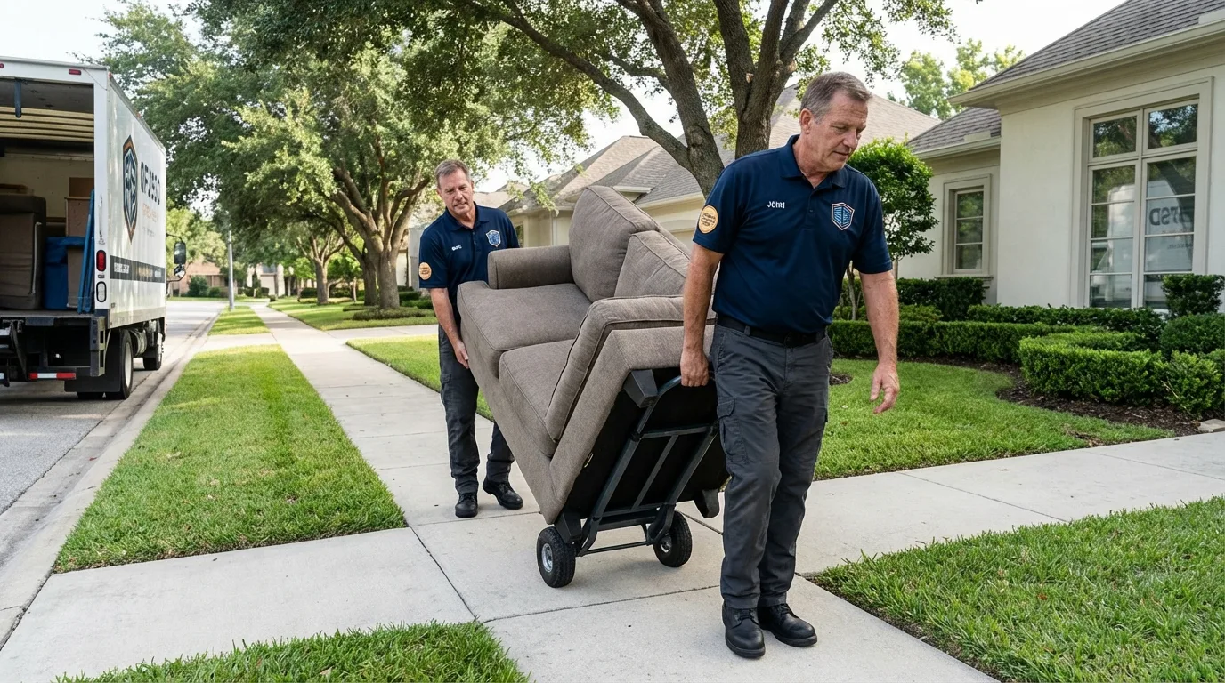 Local residential moving crew loading furniture in Cold Spring Harbor, NY